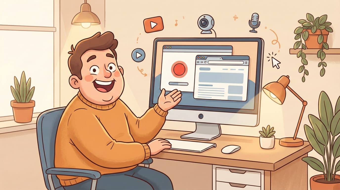 Человек записывает экран компьютера онлайн