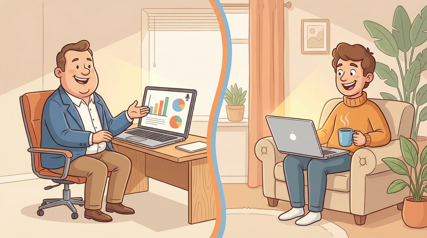 Менеджер записывает видео-презентацию для клиента